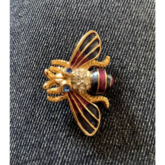 Vintage Bumble Bee Pin Broach Rhinestones Jeweled and Enameled - Picture 2 of 3